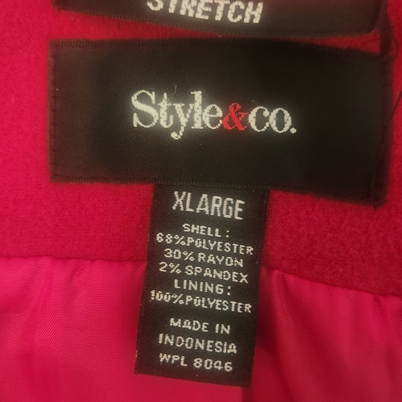 Cranberry Red Pea Coat - Picture 2 of 3